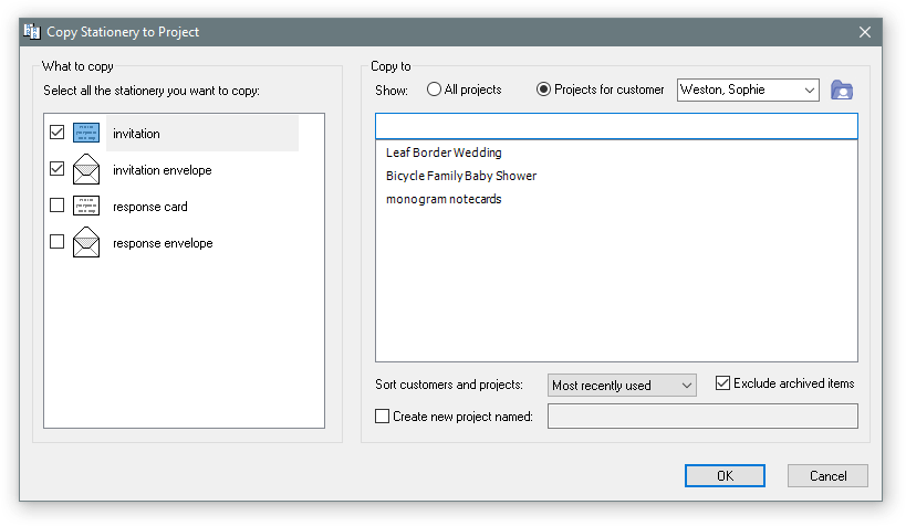 Enhanced Copy Stationery to Project