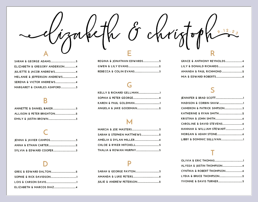 Auto-Create Seating Charts by  Name