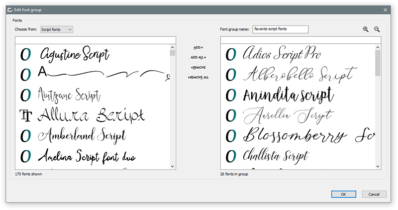 Customize Font Groups