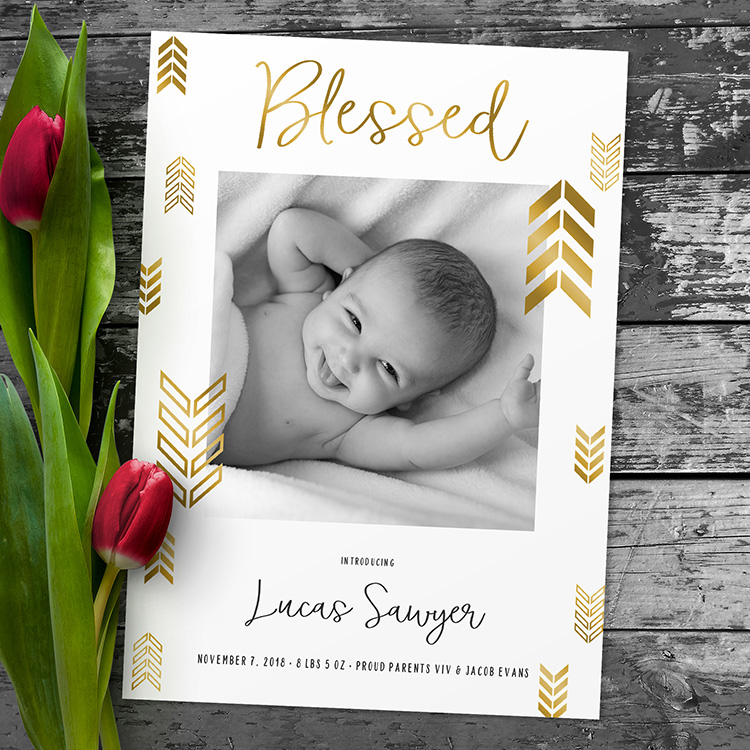 Blessed Birth Announcement (foil)