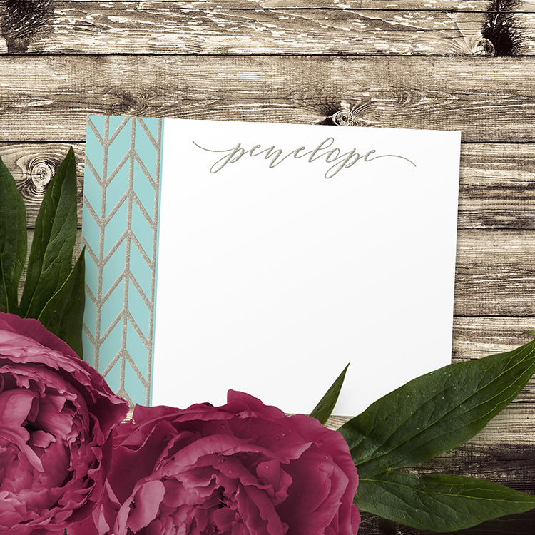 Chevron Border Note Card (thermography)