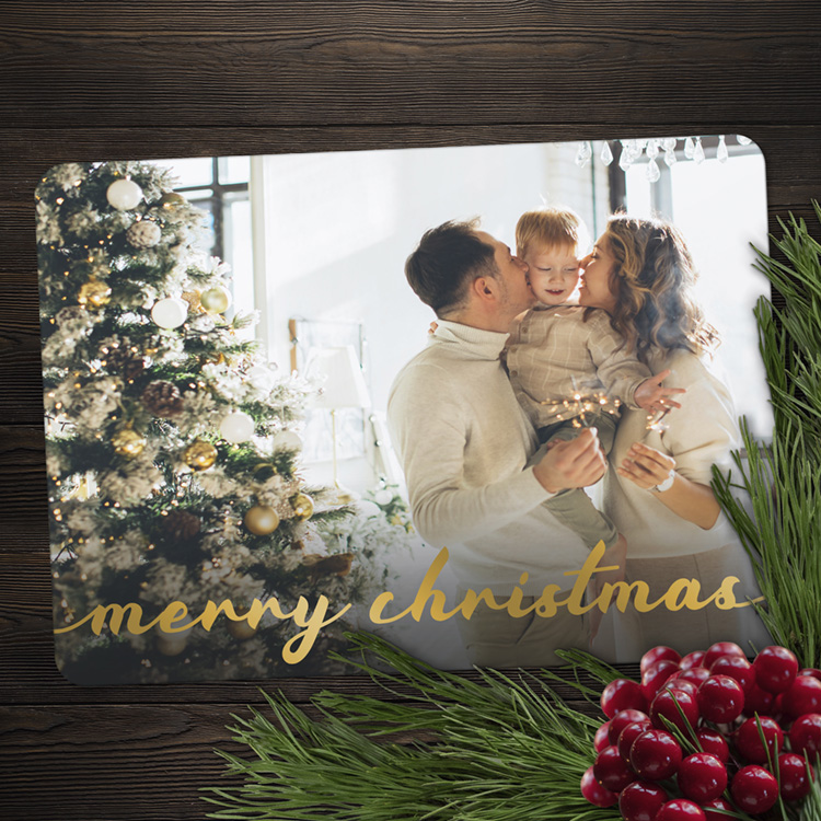 Classic Merry Christmas<br />Holiday Card (foil)