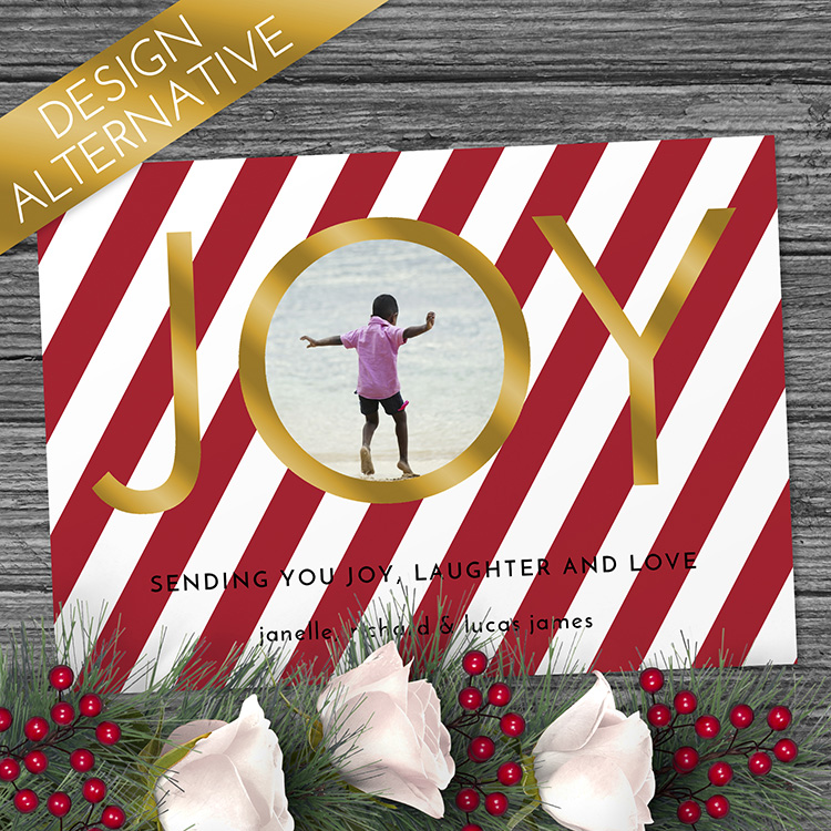Joy Striped Holiday Card (foil)
