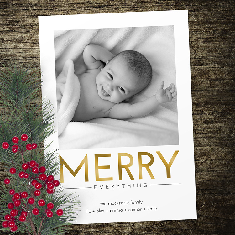 Merry Photo Holiday Card (foil)
