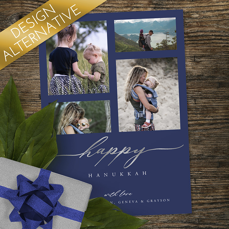 Collage Script Happy Hanukkah Card (foil)