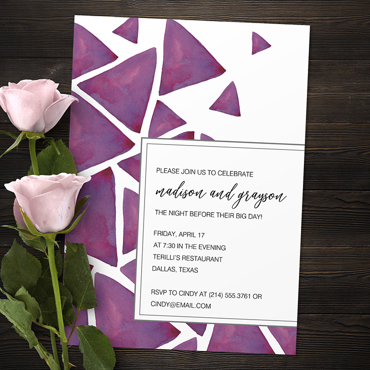 Watercolor Triangles Rehearsal Dinner