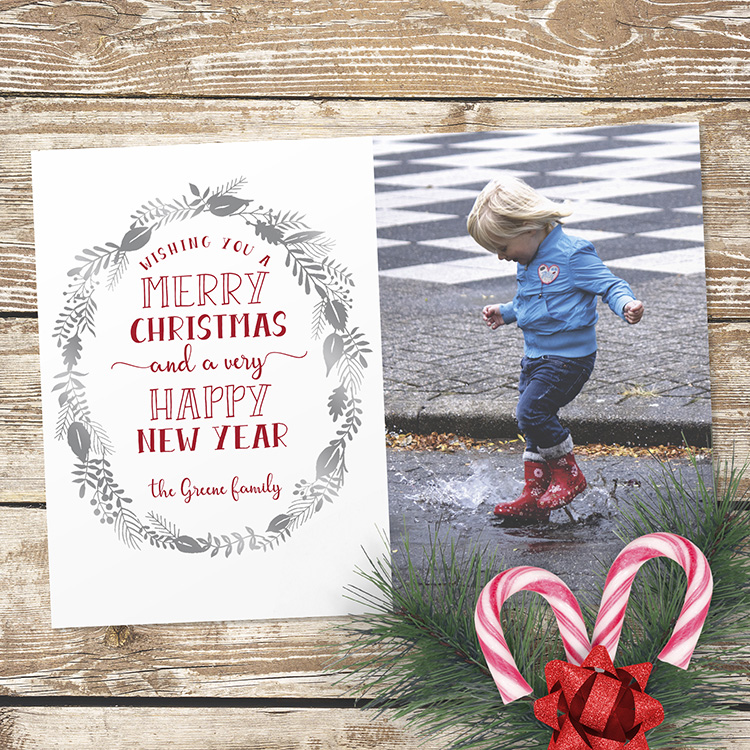Wreath Photo Holiday Card (foil)
